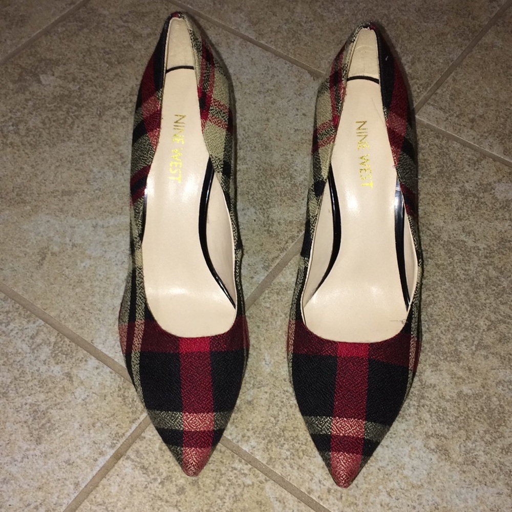 Nine West plaid heels